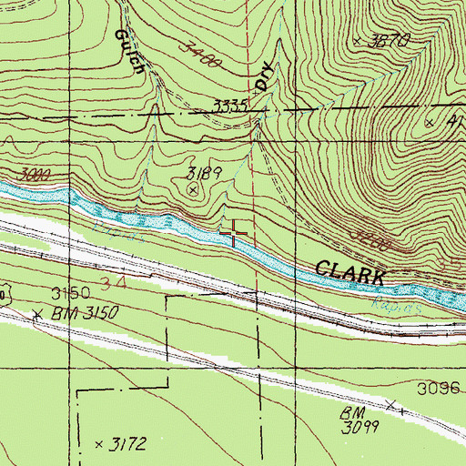 Topographic Map of Dry Gulch, MT