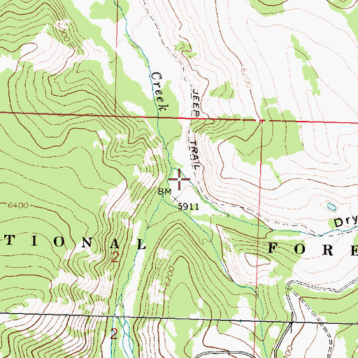 Topographic Map of Dry Gulch, MT