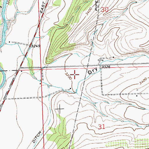 Topographic Map of Dry Gulch, MT