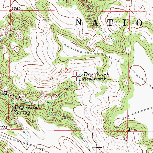Topographic Map of Dry Gulch Reservoir, MT