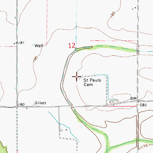 Topographic Map of Saint Pauls Cemetery, AR