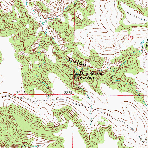 Topographic Map of Dry Gulch Spring, MT