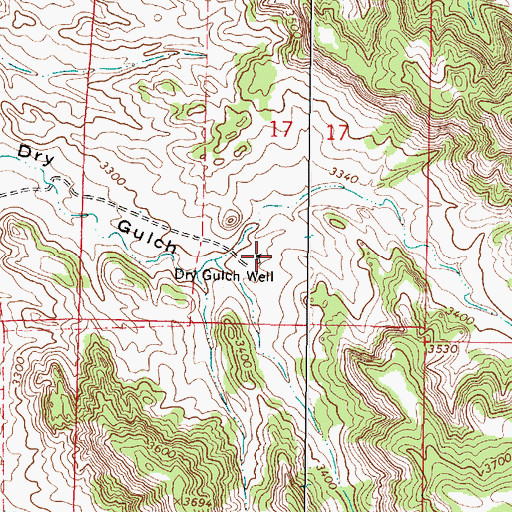 Topographic Map of Dry Gulch Well, MT