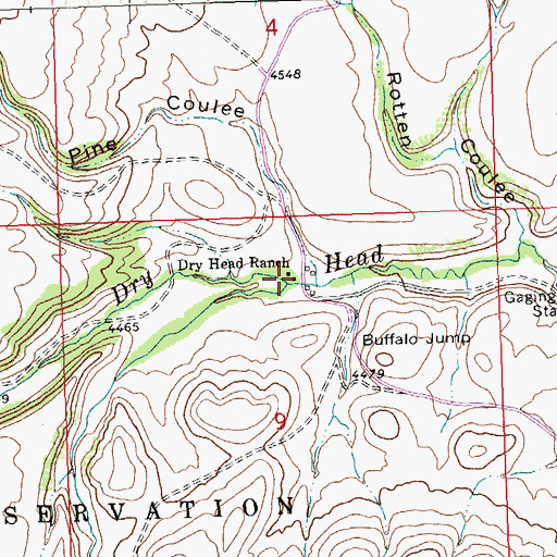 Topographic Map of Dry Head Ranch, MT