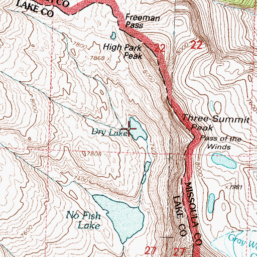 Topographic Map of Dry Lake, MT