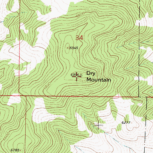 Topographic Map of Dry Mountain, MT