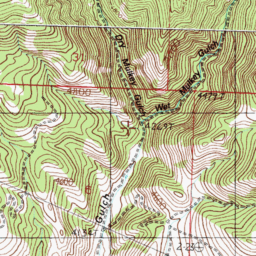 Topographic Map of Dry Mulkey Gulch, MT