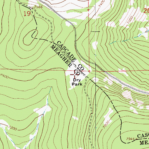 Topographic Map of Dry Park, MT