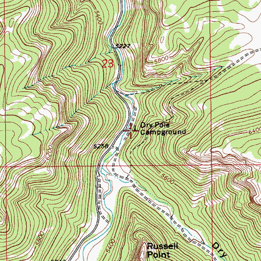 Topographic Map of Dry Pole Campground, MT