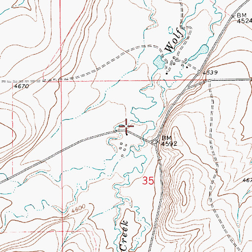 Topographic Map of Dry Wolf Creek, MT