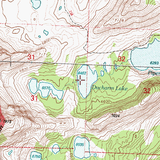 Topographic Map of Ducharm Lake, MT