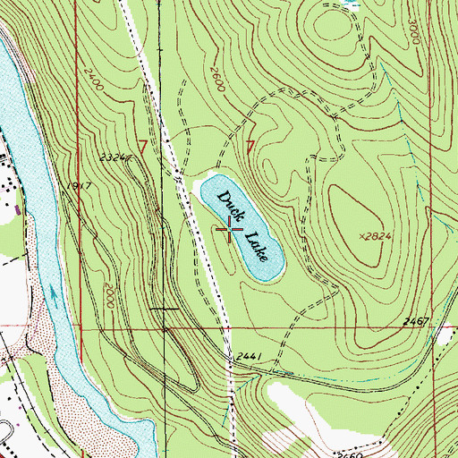 Topographic Map of Duck Lake, MT