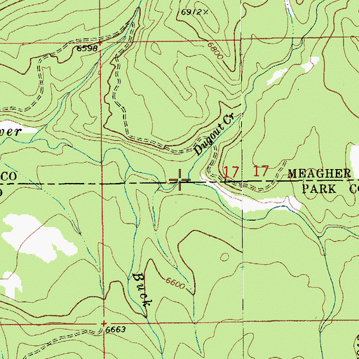 Topographic Map of Dugout Creek, MT