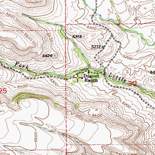 Topographic Map of Dugout Ranch, MT