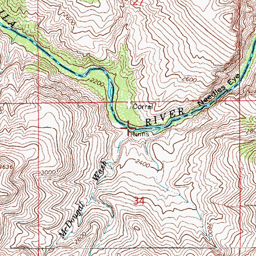 Topographic Map of McDougal Wash, AZ