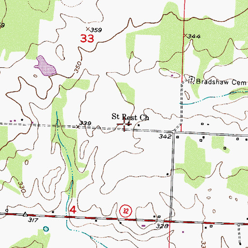 Topographic Map of Saint Rest Missionary Baptist Church, AR