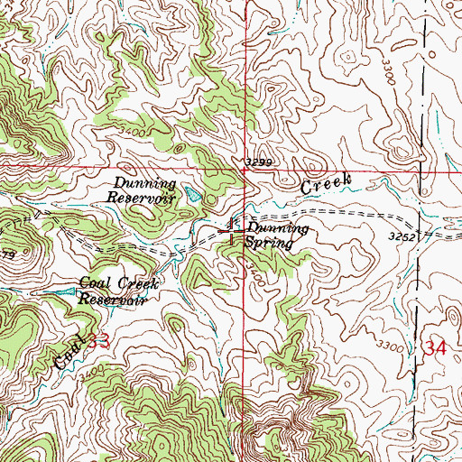 Topographic Map of Dunning Spring, MT