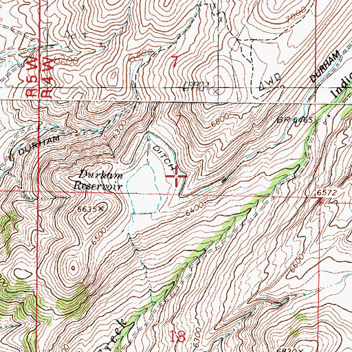 Topographic Map of Durham Ditch, MT