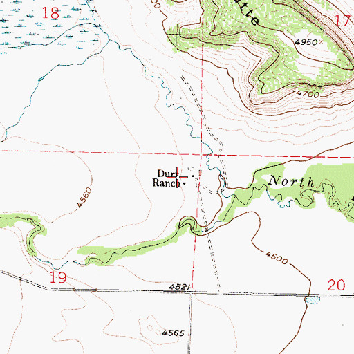 Topographic Map of Durr Ranch, MT