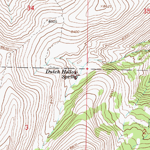 Topographic Map of Dutch Hollow Spring, MT