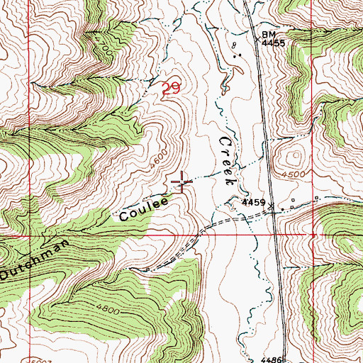 Topographic Map of Dutchman Coulee, MT