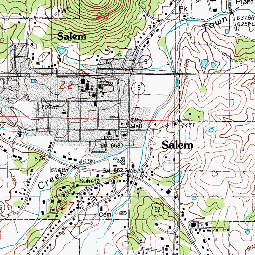 Topographic Map of Salem, AR
