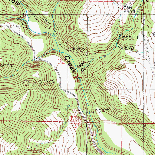 Topographic Map of Eagle Creek, MT