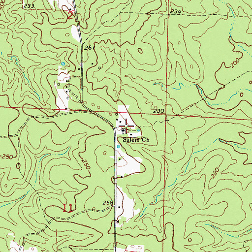 Topographic Map of Salem Baptist Church, AR