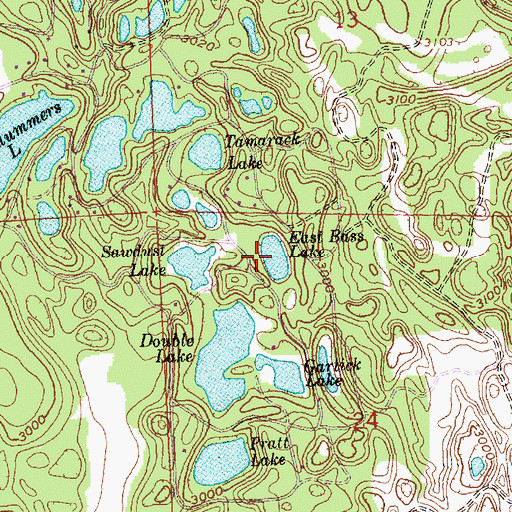 Topographic Map of East Bass Lake, MT