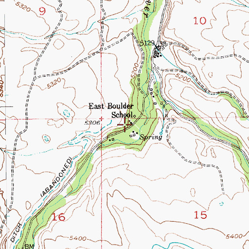 Topographic Map of East Boulder School (historical), MT