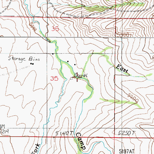 Topographic Map of East Branch Camp Creek, MT