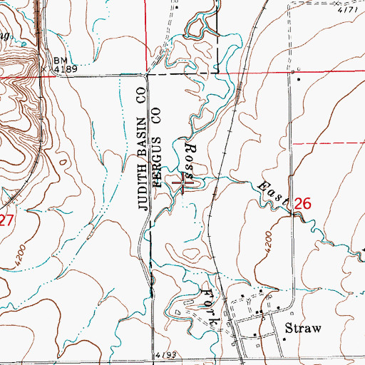 Topographic Map of Buffalo Creek, MT