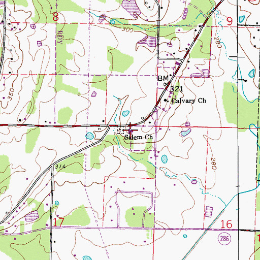 Topographic Map of Salem Baptist Church, AR