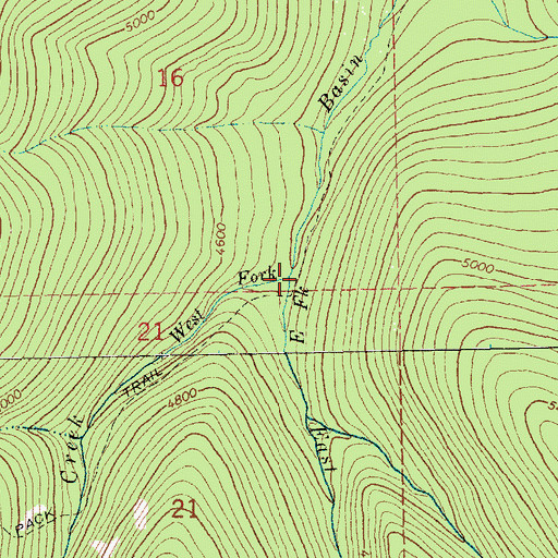 Topographic Map of East Fork Basin Creek, MT