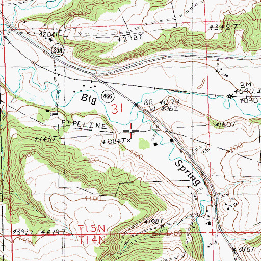 Topographic Map of East Fork Big Spring Creek, MT