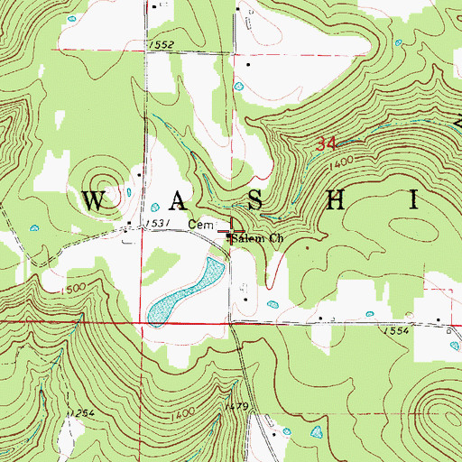 Topographic Map of Salem Missionary Baptist Church, AR