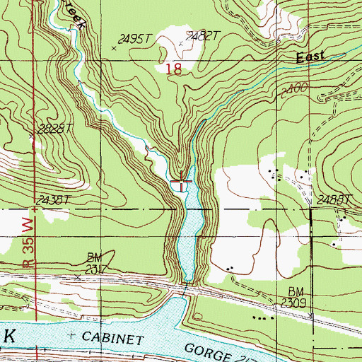 Topographic Map of East Fork Blue Creek, MT