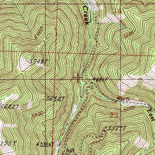 Topographic Map of East Fork Brewster Creek, MT