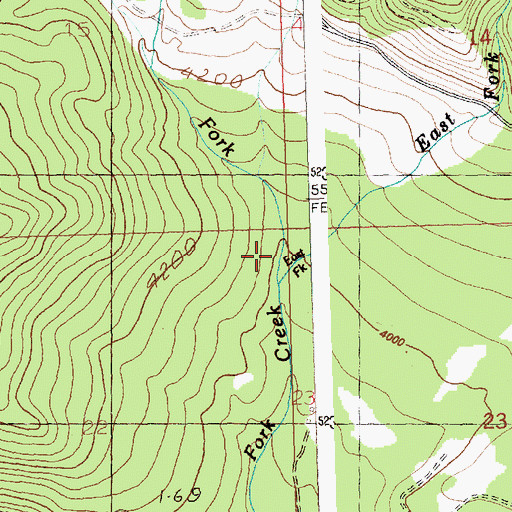 Topographic Map of East Fork Burnt Fork Creek, MT