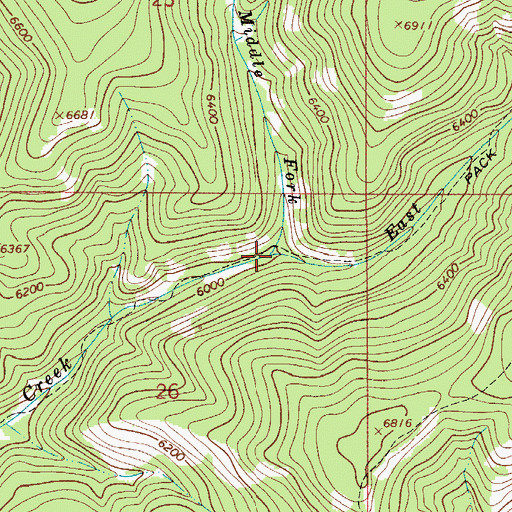 Topographic Map of East Fork Calf Creek, MT