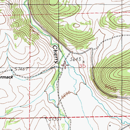 Topographic Map of East Fork Cherry Creek, MT