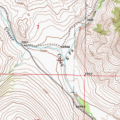 Topographic Map of East Fork Clover Creek, MT