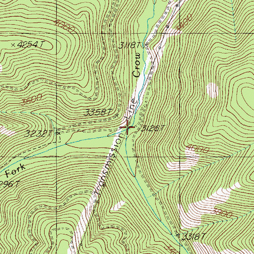 Topographic Map of East Fork Crow Creek, MT