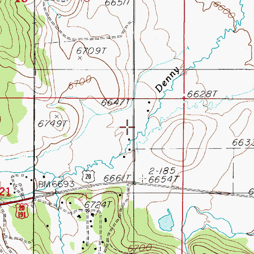Topographic Map of East Fork Denny Creek, MT