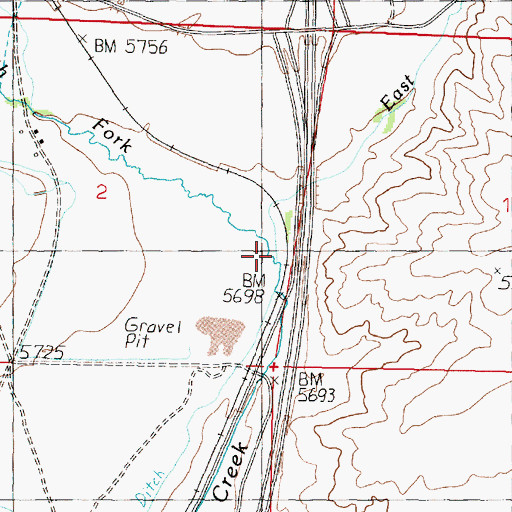 Topographic Map of East Fork Divide Creek, MT