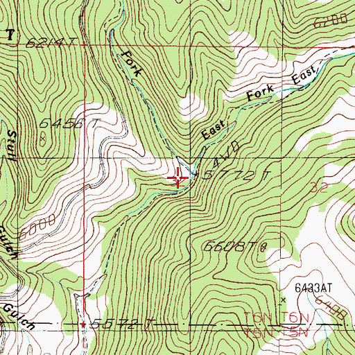 Topographic Map of East Fork Dry Creek, MT