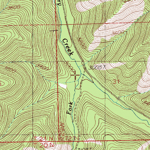 Topographic Map of East Fork Dry Creek, MT