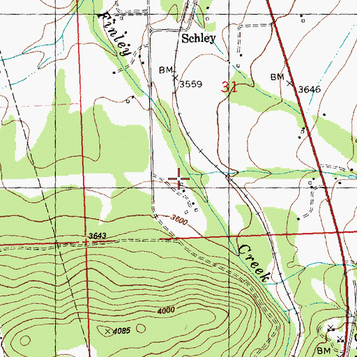 Topographic Map of East Fork Finley Creek, MT