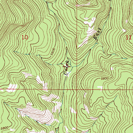 Topographic Map of East Fork Fisher Creek, MT