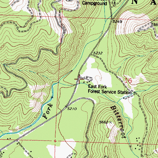Topographic Map of East Fork Forest Service Station, MT